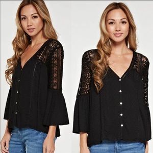 New Boho Crochet Lace Button down Blouse Top